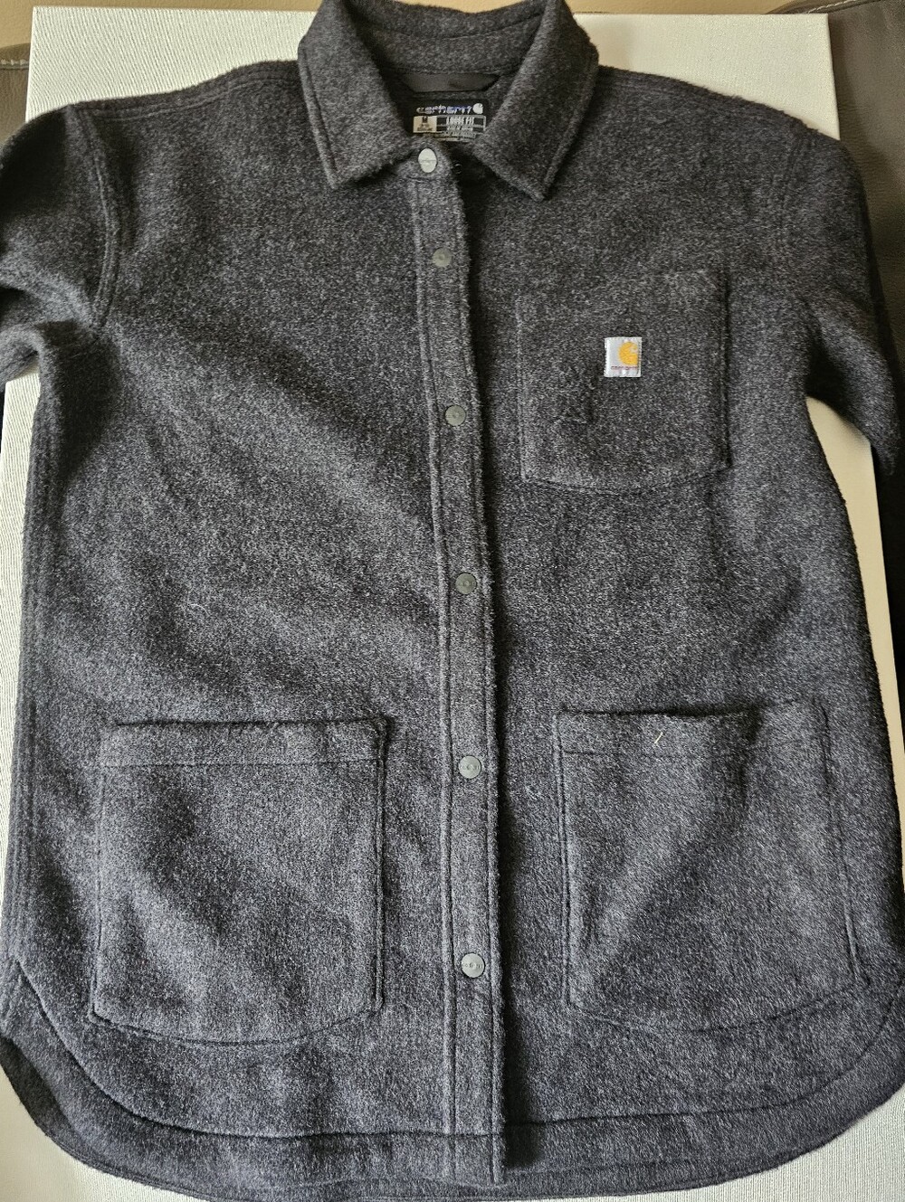 Carhartt Women's Charcoal Gray Button Utility Jacket Medium